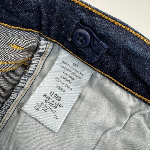 Levi's 502 Boy Regular Fit‎ Taper Leg Jeans Blue Denim Dark Wash Size 12 - Picture 6 of 9